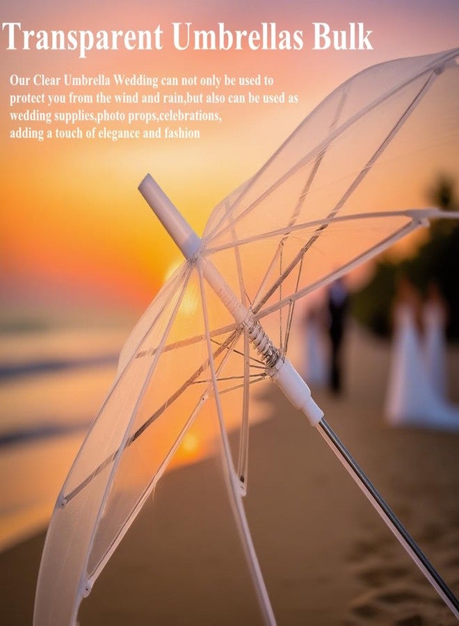 Kvittra 18 Pack Clear Wedding Umbrellas - Bulk 36" Transparent Bubble Umbrellas, Auto Open & Windproof with J-Hook Handle - Waterproof Canopy for Bride, Groom, Photography, Golf, Outdoor Events - Image 4
